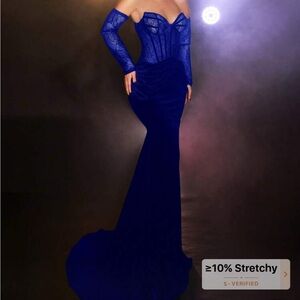 Blue lace & Velvet Gown - Brand New/NotWorn Bought multiple dresses for event